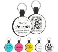 MYLUCKYTAG Targhetta identificativa in silicone per cani e gatti, con codice QR, profilo online per animali domestici, e-mail di avviso di localizzazione dell'animale domestico, targhetta durevole per
