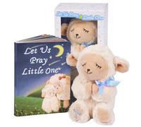 MyMateZoe Regalo per battesimo per ragazzi, ottimo set regalo per battesimo, dedica e battesimo per ragazzi e neonati, include peluche agnello in preghiera da 17,8 cm e libro per bambini in confezione