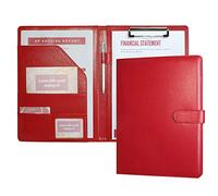 Mymazn Cartella Porta Documenti A4 Pu Pelle Portablocco Con Pinza Cartellina Portadocumenti Cartelline Portablocchi (Rosso)