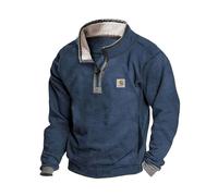 MYMdt Felpe casual da uomo Top autunno e inverno con patta a 1/4 di zip Pile per una vestibilità rilassata a blocchi di colore (B-blue,S)