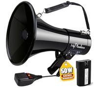 MyMealivos Megafono Bluetooth da 50 W con Batteria Ricaricabile, megafono Professionale con Sirena e Registrazione a 240 Secondi, Supporta USB/SD/3,5 mm Aux-487,7 m di Portata per Sport Polizia