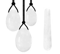 MYMEO Yoni Egg Set di bastoncini da massaggio in giada bianca, strumento per esercizi di Kegel, bacchetta Yoni con sfera di cristallo, set forato senza scatola