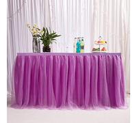 9ft / 274cm Viola Gonna da Tavolo, Garza da scrivania in Tulle Romantico, Decorazione da tavola, tovaglia da Tavolo per Tutu con Fiocchi di Neve, per Shower, Matrimonio, Compleanno,Natale