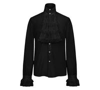 Mymyguoe Camicia medievale con volant, da uomo, per Halloween, per il rinascimento, per Carnevale, con volant, stile cortile, medievale, costume di Halloween, colletto rovesciato, camicia decorativa