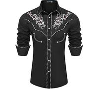 Mymyguoe Camicie Western Cowboy da Uomo Western Cowboy Camicia a Maniche Lunghe Ricamo Snap Camicie Cowboy Country Western Camicie Button Down Hippie Camicia Costume da Cowboy Camicie Casual Maniche