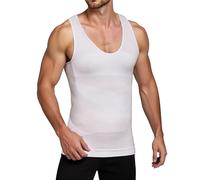 Mymyguoe Canottiera da uomo, a compressione, per dimagrire la pancia, per il sentiero, ad asciugatura rapida, per la pancia, 01 bianco, XL