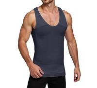 Mymyguoe Canottiera da uomo, a compressione, per dimagrire la pancia, per il sentiero, ad asciugatura rapida, per la pancia, 02 grigio, M