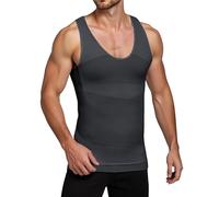 Mymyguoe Canottiera da uomo, a compressione, per dimagrire la pancia, per il sentiero, ad asciugatura rapida, per la pancia, 01 grigio, XL