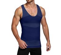 Mymyguoe Canottiera da uomo, a compressione, per dimagrire la pancia, per il sentiero, ad asciugatura rapida, per la pancia, 01 blu navy, XL