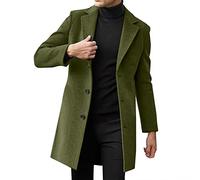 Mymyguoe Cappotto invernale da uomo, con bottoni, colletto rovesciato, casual, casual, per il tempo libero, giacca invernale da uomo, antivento, giacca invernale, verde, 3XL
