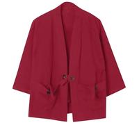 Mymyguoe Cardigan in seta di ghiaccio da uomo Giappone Happi Kimono Cardigan per le mezze stagioni, maglietta baggy top haori, giacca per il tempo libero, giacca samurai, abbigliamento a 3/4