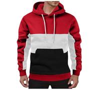 Mymyguoe Felpa con cappuccio da uomo con cappuccio a righe colorate oversize, giacca sportiva con cappuccio Y2K Hip Hop Streetwear Workwear a maniche lunghe, per l'autunno e lo sport, Colore: rosso, L
