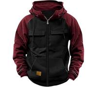 Mymyguoe Felpa con cappuccio da uomo, con cappuccio, morbida, a maniche lunghe, vestibilità larga, con cappuccio, con molte tasche, con cappuccio, bicolore, Nero , 3XL