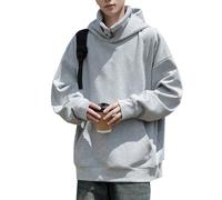 Mymyguoe Felpa con cappuccio da uomo, oversize, con maschera, maglione lungo 2025, casual, sportiva, con cappuccio, a maniche lunghe, invernale, con cappuccio, con cappuccio, Y2K, grigio., XXL