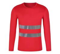 Mymyguoe Felpa con protezione di avvertimento, da uomo, riflettente, a righe, traspirante, visibile, da lavoro, a maniche lunghe, Colore: rosso, L