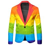 Mymyguoe Giacca arcobaleno, da uomo, arcobaleno, blazer arcobaleno, gradiente, adatta per feste, appuntamenti, balli, matrimoni, Halloween, cosplay, carnevale, abbigliamento alla moda, Colore: