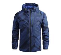 Mymyguoe Giacca impermeabile da uomo, impermeabile, trench, protezione solare, parka pioggia, escursionismo, felpa da mezza stagione, cardigan, impermeabile, giacca softshell da uomo, casual, S03 Blu