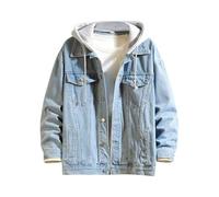 Mymyguoe Giacca in jeans da uomo con cappuccio, in denim, per il tempo libero, per le mezze stagioni, da uomo, a vento, per lo streetwear, Q1 blu cielo, XL