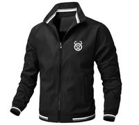 Mymyguoe Giacca softshell da uomo, per il tempo libero, da aviatore, per l'autunno, oversize, colletto alto, business, casual, con tasche, sottile giacca per le mezze stagioni, Nero , 3XL