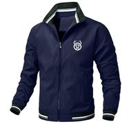 Mymyguoe Giacca softshell da uomo, per il tempo libero, da aviatore, per l'autunno, oversize, colletto alto, business, casual, con tasche, sottile giacca per le mezze stagioni, Blu mare, 3XL