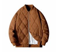 Mymyguoe Giacca trapuntata da uomo, imbottita con orsacchiotto, giacca invernale in pile, parka invernale 2025, per le mezze stagioni, elegante giacca trapuntata con pile Teddy, senza cappuccio