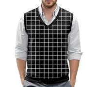 Mymyguoe Gilet di lana da uomo, ispessito, caldo, con scollo a V, senza maniche, slim fit, per autunno e inverno, per il tempo libero, Nero , XXL