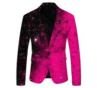 Mymyguoe Graffiti Sakko - Giacca da uomo a maniche lunghe, colorata, per carnevale, colore neon, S06 Rosa Caldo, L