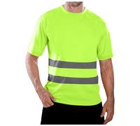 Mymyguoe Maglietta visibile, da uomo, a maniche corte, con protezione di avvertimento, traspirante, con tasche sul petto, abbigliamento da lavoro riflettente, 01 verde., L