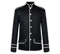 Mymyguoe Party Fashion Costume da uomo Parade Frack Giacca Direttore Circo Uniforme, Military Drummer Cappotto Steampunk Gothic Frack Pirati Vampiro Cosplay Halloween Costume Cosplay, Nero , XL