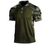 Mymyguoe - Polo militare camouflage da uomo, maglietta da addestramento dell'esercito, patchwork, maglietta tattica, per la caccia, abbigliamento Henley, maglietta per esterni, maglietta sportiva