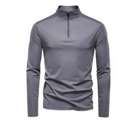 Mymyguoe Rashguard Quick-Drying - Maglietta sportiva da uomo, con collo alto, ad asciugatura rapida, a maniche lunghe, grigio., XL