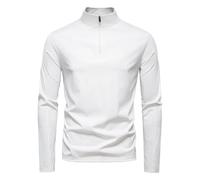 Mymyguoe Rashguard Quick-Drying - Maglietta sportiva da uomo, con collo alto, ad asciugatura rapida, a maniche lunghe, bianco, L