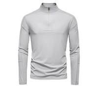 Mymyguoe Rashguard Quick-Drying - Maglietta sportiva da uomo, con collo alto, ad asciugatura rapida, a maniche lunghe, grigio chiaro, M