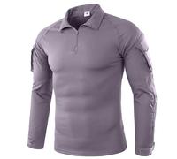 Mymyguoe Tactical Military Combat - Maglietta tattica da uomo, con chiusura lampo a 1/4, militare, a maniche lunghe, per attività all'aria aperta, grigio., 3XL