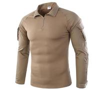 Mymyguoe Tactical Military Combat - Maglietta tattica da uomo, con chiusura lampo a 1/4, militare, a maniche lunghe, per attività all'aria aperta, cachi, L
