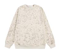 Mymyguoe Tie Dye - Maglione da uomo con graffiti, senza cappuccio, a maniche lunghe, girocollo, a maniche lunghe, per il tempo libero, con stampa 3D, beige., 4XL