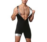 Mymyguoe Tuta da sauna da uomo, con supporto per la schiena, per allenamento e fitness, canotta e pantaloncini senza maniche, argento, M