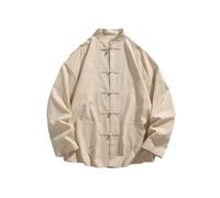 Mymyguoe Uomini Stile Cinese Camicia Manica Lunga Uomini Arti Marziali Cinese Tangzhuang Abbigliamento Kung Fu Tai Chi Wushu Manica Lunga Giacca Qi Gong Wing Chun Shaolin Wushu Training Uniform, cachi