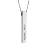 MyNameNecklace MYKA - Collana Barretta 3D Personalizzata in Argento 925 con incisioni sui 4 lati