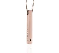MyNameNecklace MYKA - Collana Barretta 3D Personalizzata in Argento 925 Placcato Oro Rosa 18K con incisioni sui 4 lati, per lei
