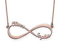 MyNameNecklace MYKA - Collana Infinito in Argento 925 Placcato Oro 18K personalizzabile con 2 nomi, regalo per fidanzata, amica o mamma