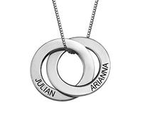 MyNameNecklace MYKA - Collana Personalizzata con Due Cerchi Intrecciati Incisi con Nomi - Gioiello con Nomi Multipli alla Russa - Argento 925 - Regalo Custom Festa della Mamma