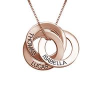 MyNameNecklace MYKA - Collana Personalizzata con Tre Cerchi Intrecciati Incisi con Nomi - Gioiello con Nomi Multipli alla Russa - Argento 925 - Regalo Festa della Mamma