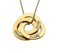 MyNameNecklace MYKA - Collana Personalizzata con Tre Cerchi Intrecciati Incisi con Nomi - Gioiello con Nomi Multipli alla Russa - Argento 925 - Regalo Custom Festa della Mamma (Oro Vermeil)