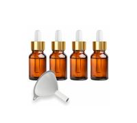 MYOC Amber Glass Dropper Bottles | Refillable Cosmetic Bottles with Gold Dropper Cap for DIY Oils, Siero and Skincare Solutions - 10 ml / 0,33 Fl Oz (confezione da 4)