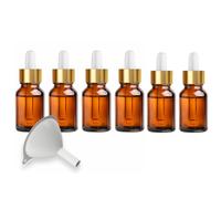 MYOC Amber Glass Dropper Bottles | Refillable Cosmetic Bottles with Gold Dropper Cap for DIY Oils, Siero and Skincare Solutions - 10 ml / 0,33 Fl Oz (confezione da 6)
