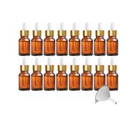 MYOC Amber Glass Dropper Bottles | Refillable Cosmetic Bottles with Gold Dropper Cap for DIY Oils, Siero and Skincare Solutions - 10 ml / 0,33 Fl Oz (Pack of 16)