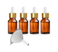 MYOC Amber Glass Dropper Bottles | Refillable Cosmetic Bottles with Gold Dropper Cap for DIY Oils, Siero and Skincare Solutions - 15 ml / 0,50 Fl Oz (confezione da 4)