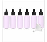 MYOC Lilac colour Glass Dropper Bottle for Essential Oils |Set | 6 Bottles 50ml | Elegant & Durable | Includes Funnel | Ideal for DIY Beauty & Aromatherapy