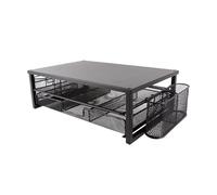 MYOLIO Supporto Rialzato for Monitor Con Contenitore Multizona, Organizer Da Scrivania In Metallo Con Cestello Laterale Appeso for Monitor Di Computer, Stampante E Scrivania Da Ufficio Salvaspazio